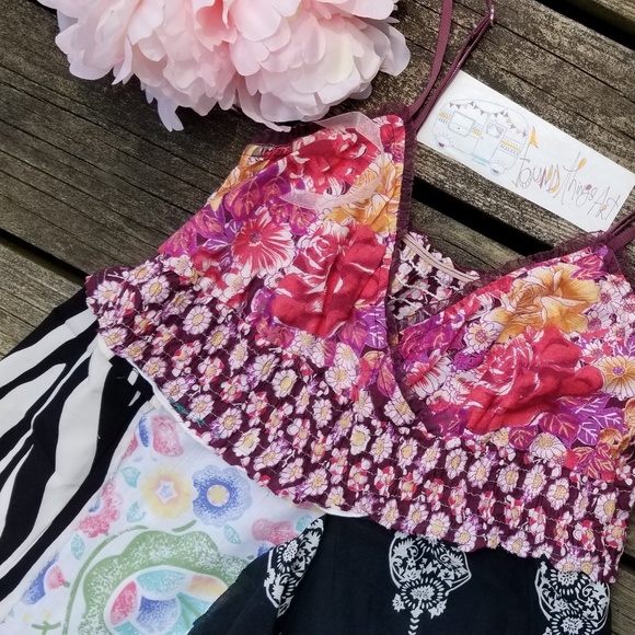 Boho Chic Spaghetti Strap Floral Tunic Upcycled - Picture 2 of 6